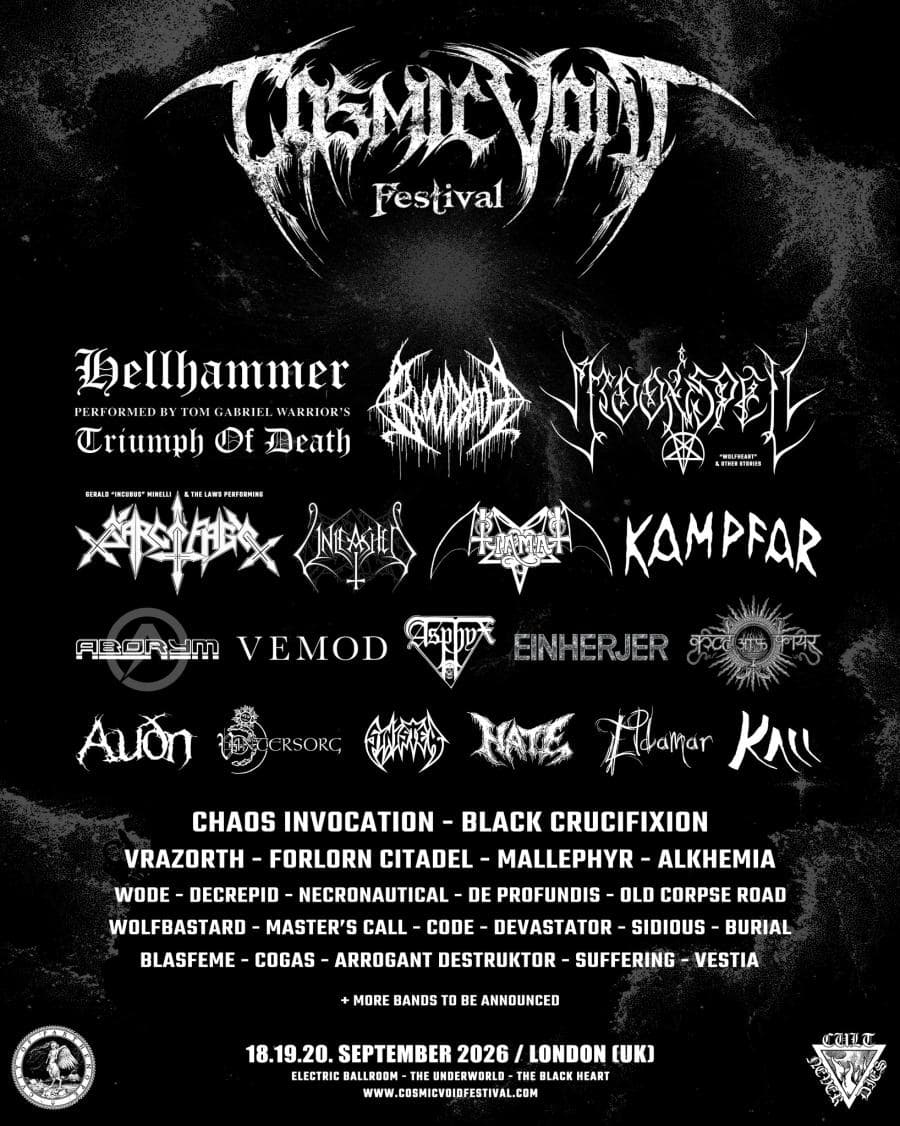 Cult Of Fire · Tiamat · Unleashed · Bloodbath · Sinister · Asphyx · Vemod · Forlorn Citadel · Kampfar · Hate