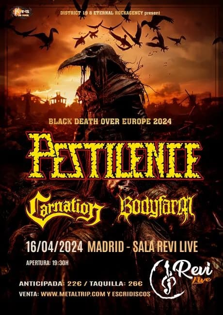 “Black Death Over Europe Tour 2024”: Pestilence Carnation y Bodyfarm