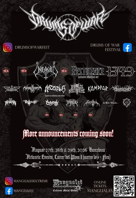 DRUMS OF WAR 2026: tres días dedicados al metal extremo y underground en Barcelona