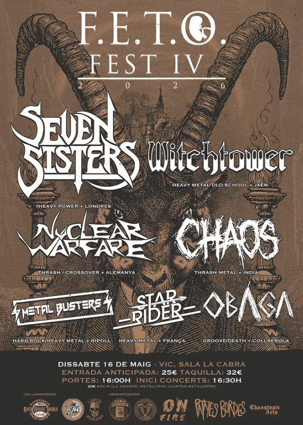 Seven Sisters + Witchtower + Chaos + Metal Busters + Nuclear Warfare @ Sala La Cabra